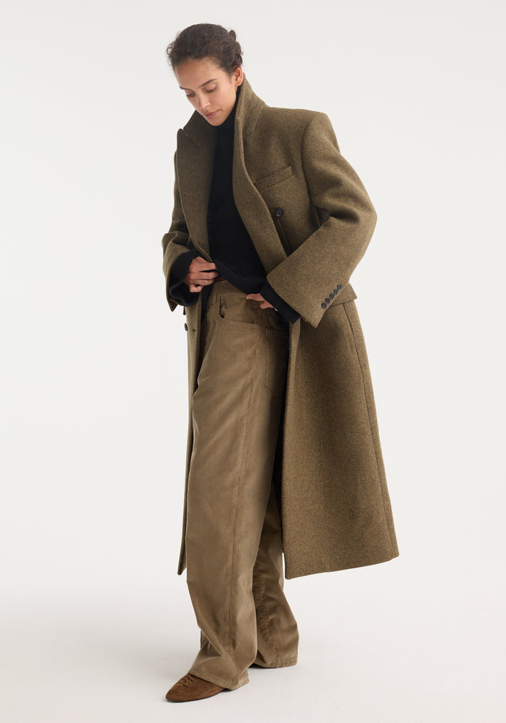 Hourglass wool coat | forest melange