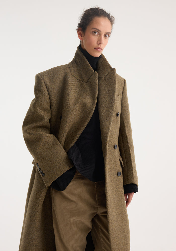 Hourglass wool coat | forest melange