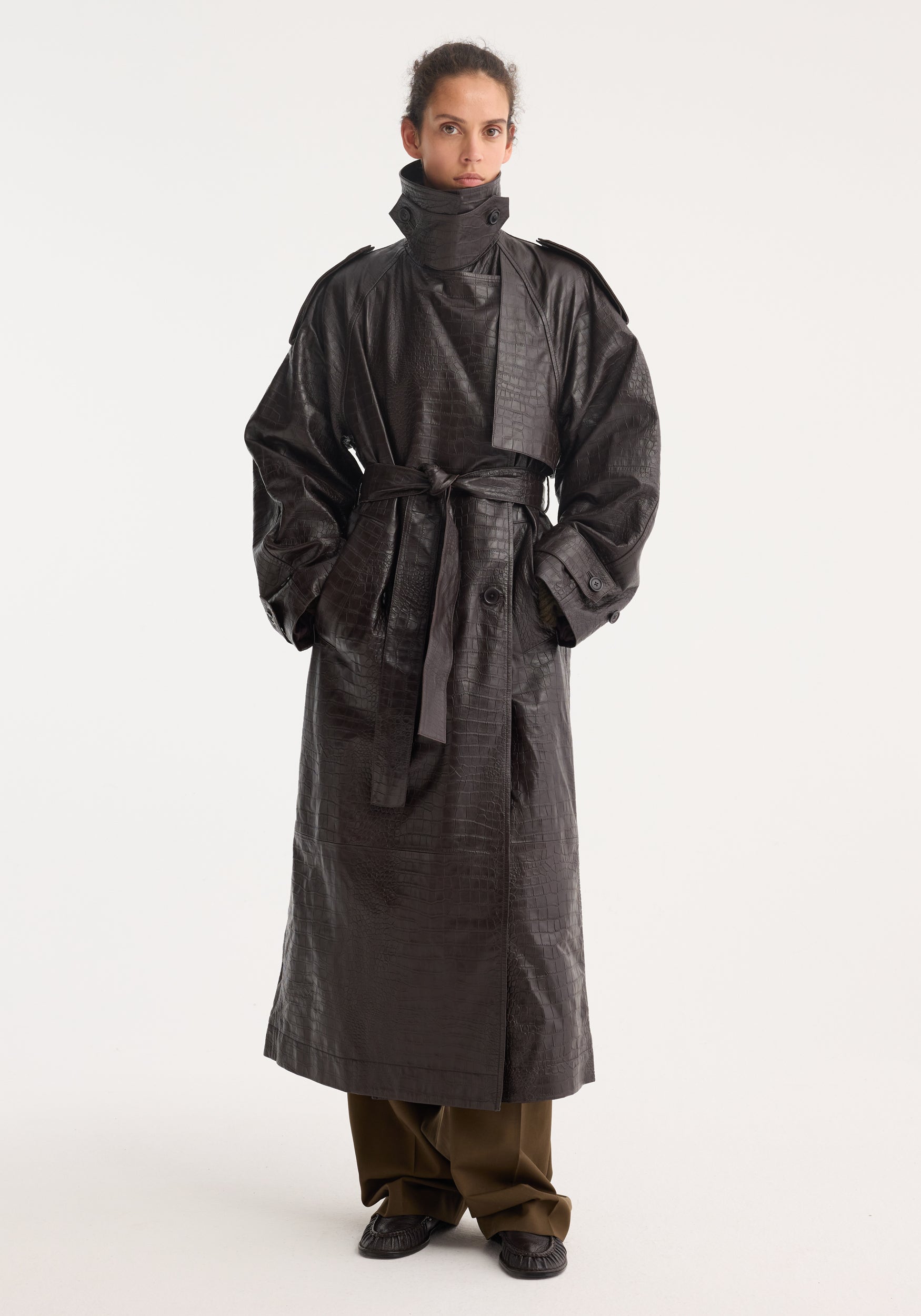 Leather croco trenchcoat– Róhe