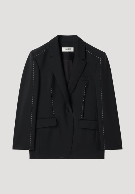 Contrast detail blazer | black