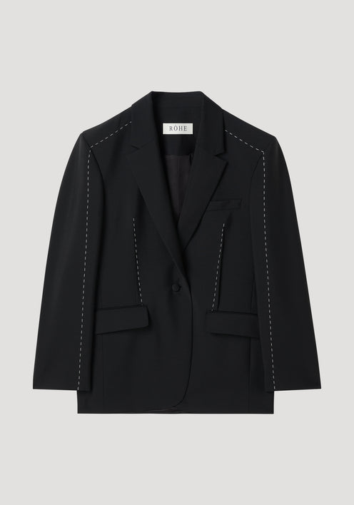 Contrast detail blazer | black