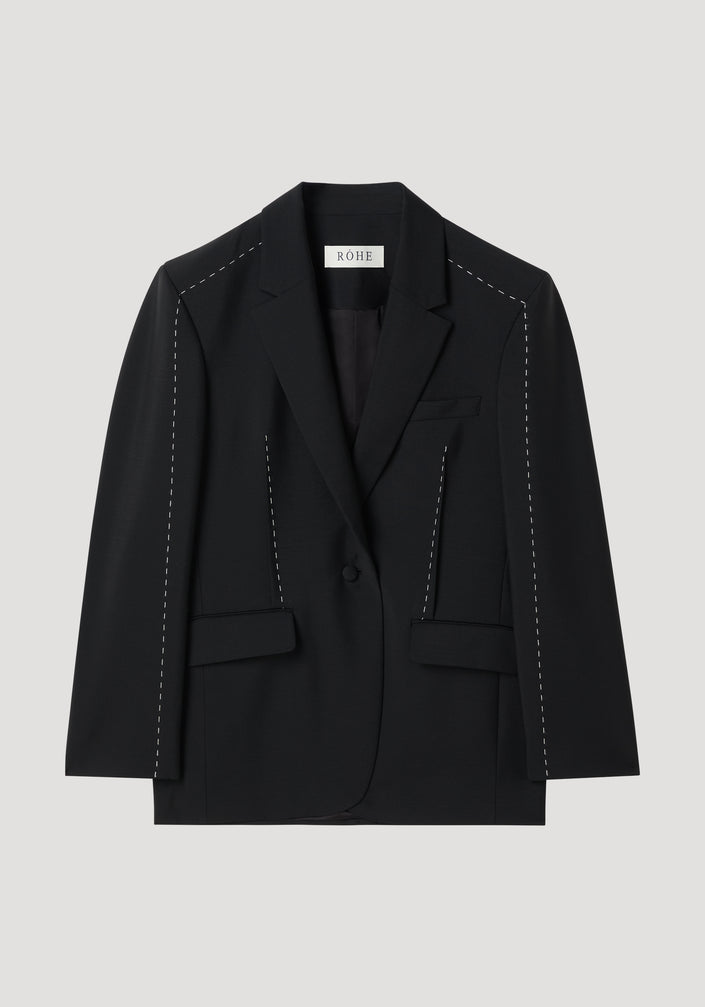 Contrast detail blazer | black