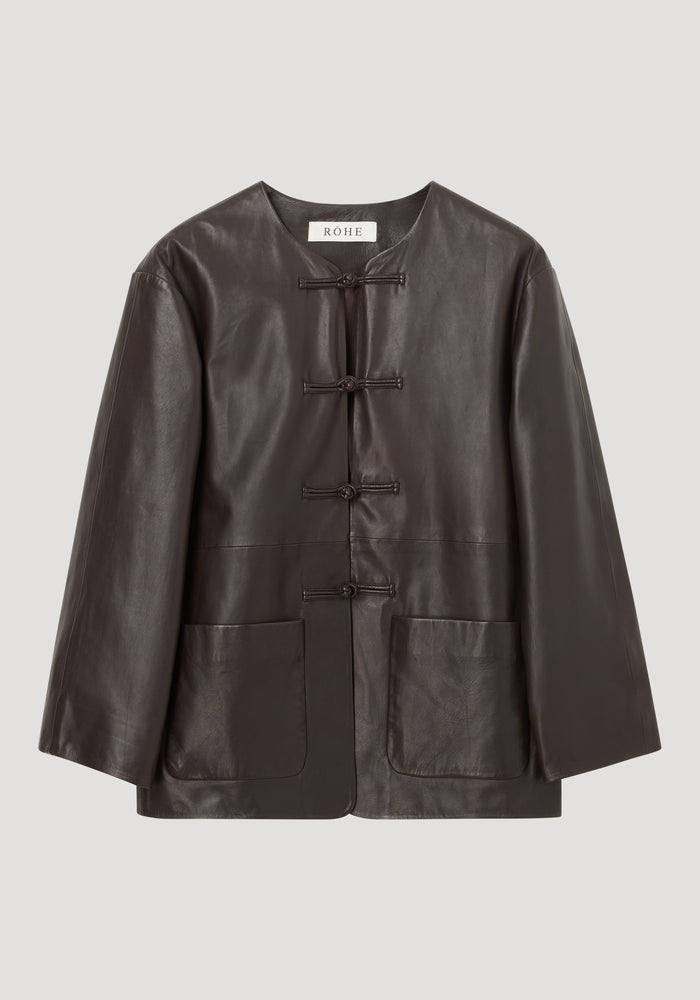 Mandarin leather jacket | mahogany