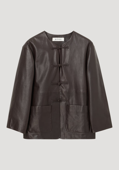 Pankou closure leather jacket | mahogany