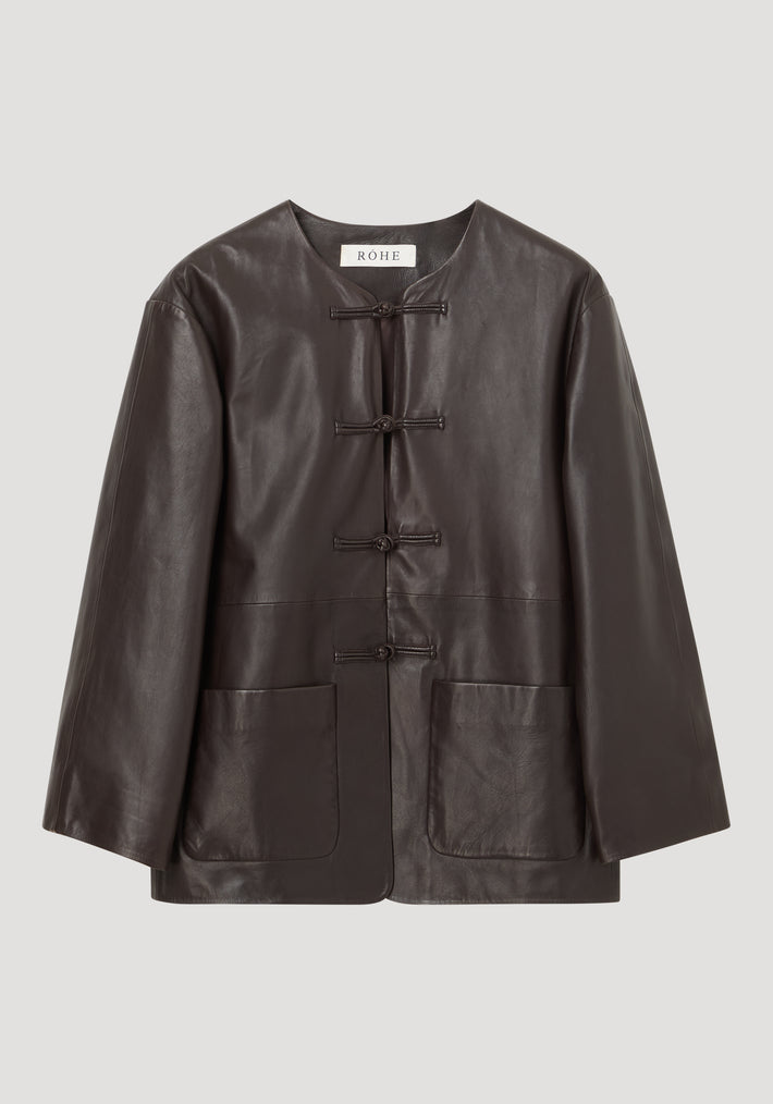 Pankou closure leather jacket | mahogany