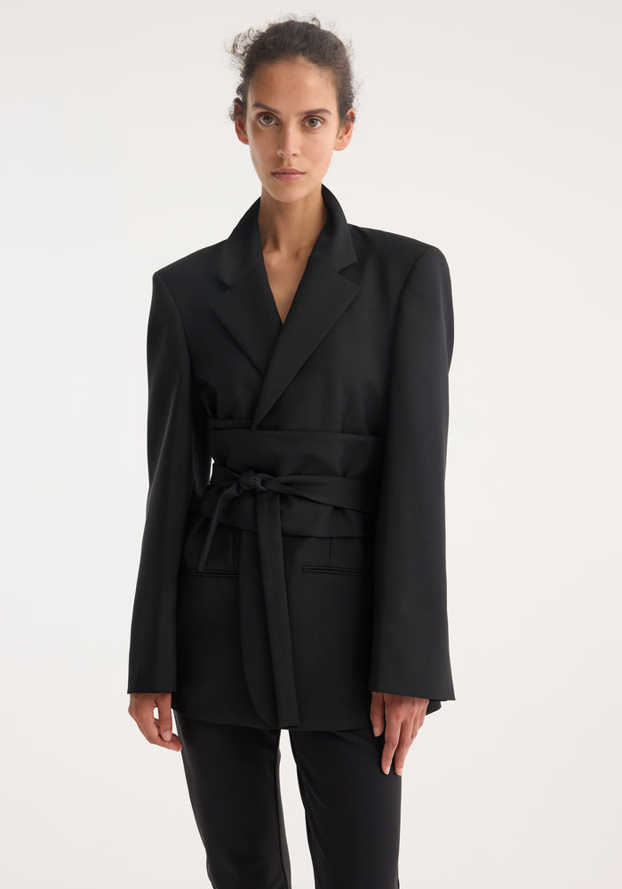 Kimono belted blazer | black
