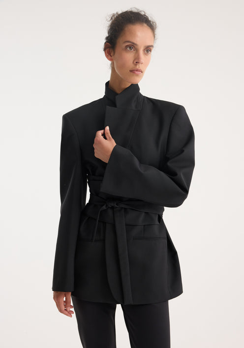 Kimono belted blazer | black