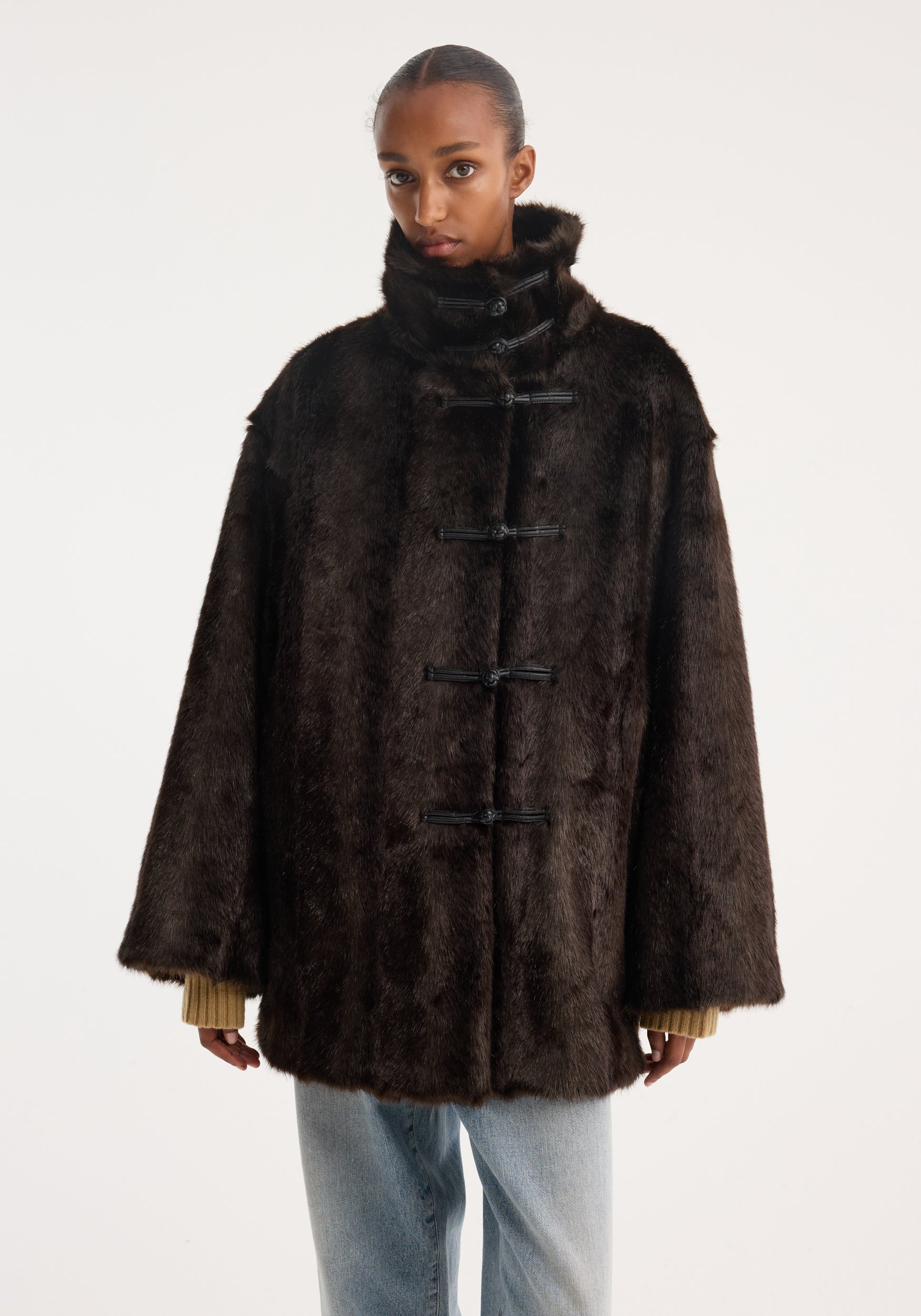 ☆ご予約品　 試着のみ 新品 ハウント FAUX FUR COAT 本日18:00〜公式サイト・アプリにて販売 FAUX fur coat (mix,moca