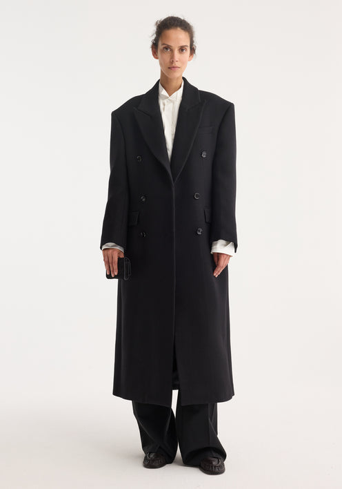 Hourglass wool coat | black