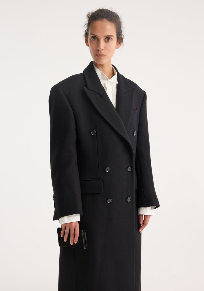 Hourglass wool coat | black