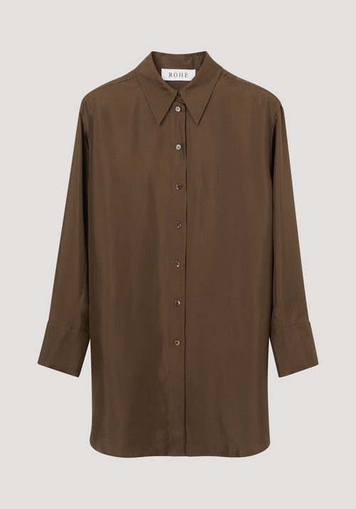 Signature elongated silk shirt | forest
