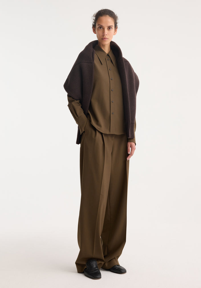 Fitted wool shirt | forest