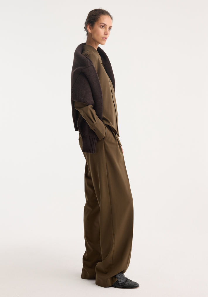 Fitted wool shirt | forest