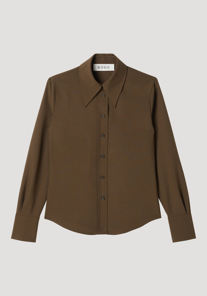 Fitted wool shirt | forest
