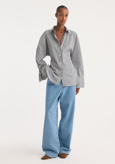 Crushed checked shaped shirt | mini grey check