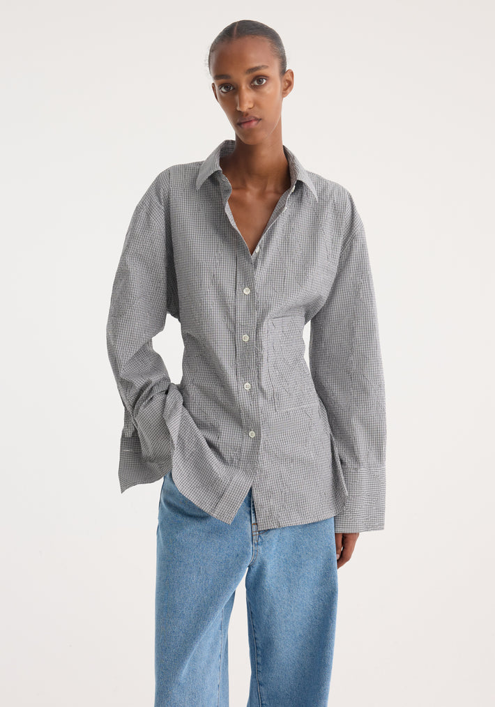 Crushed checked shaped shirt | mini grey check