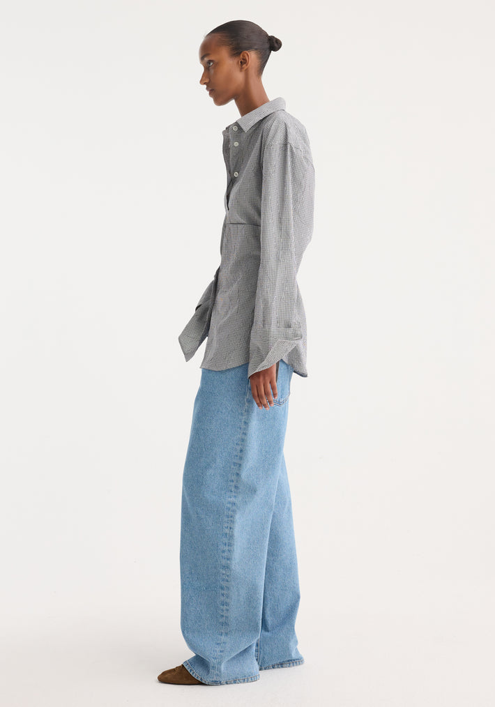 Crushed checked shaped shirt | mini grey check