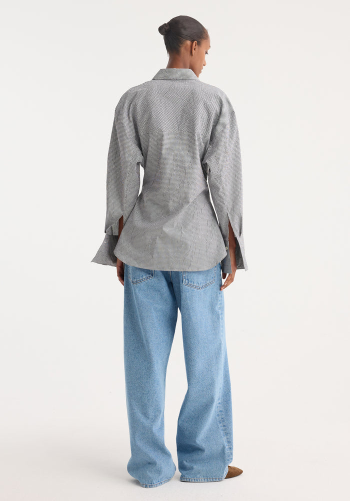 Crushed checked shaped shirt | mini grey check