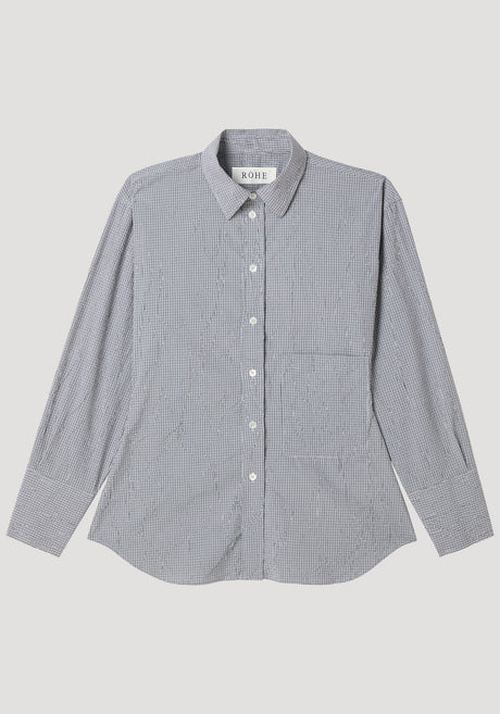 Crushed checked shaped shirt | mini grey check
