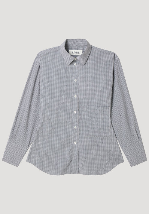 Crushed checked shaped shirt | mini grey check