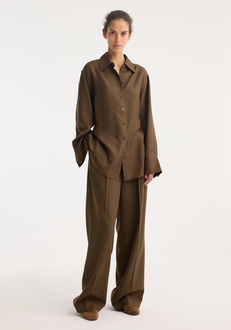 Silk gilet-shirt | forest