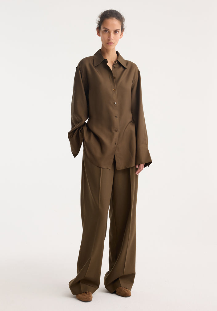 Silk gilet-shirt | forest