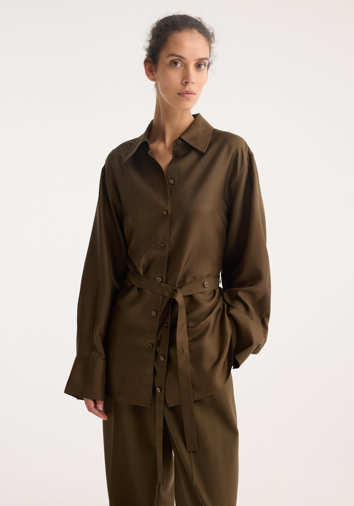 Silk gilet-shirt | forest