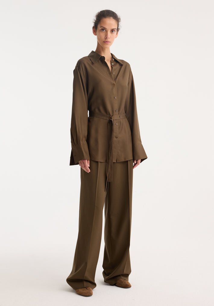 Silk gilet-shirt | forest