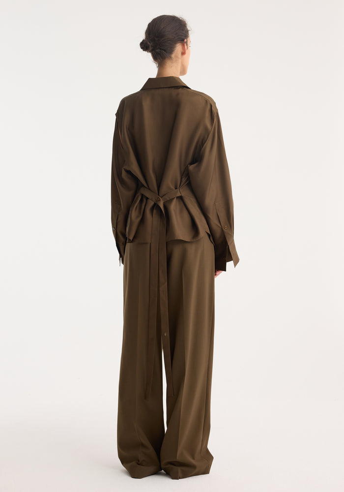 Silk gilet-shirt | forest