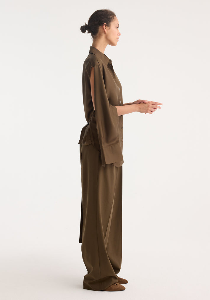 Silk gilet-shirt | forest