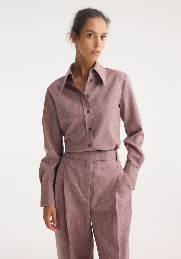 Fitted tweed shirt | mauve melange
