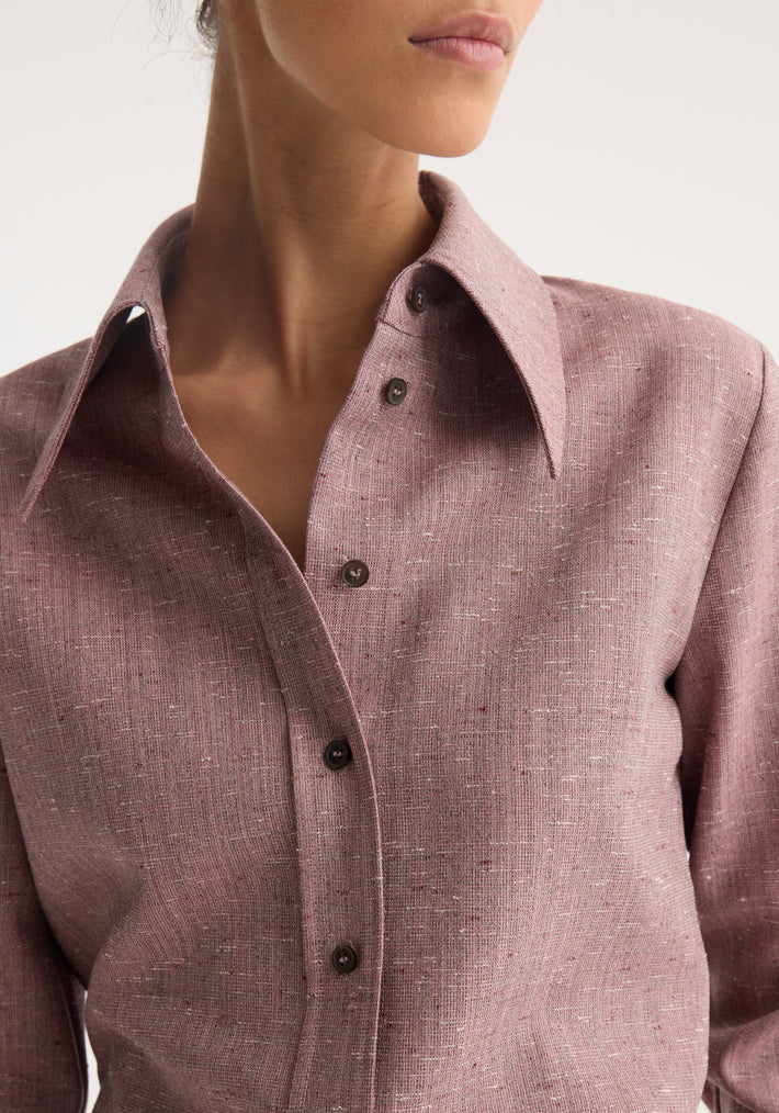 Fitted tweed shirt | mauve melange
