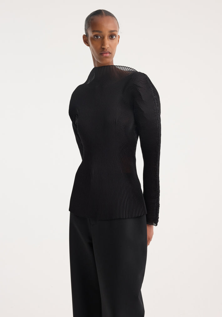 Sculptural plissé top | black