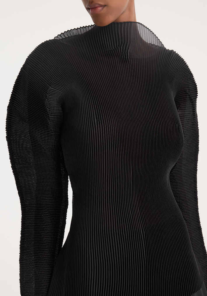 Sculptural plissé top | black