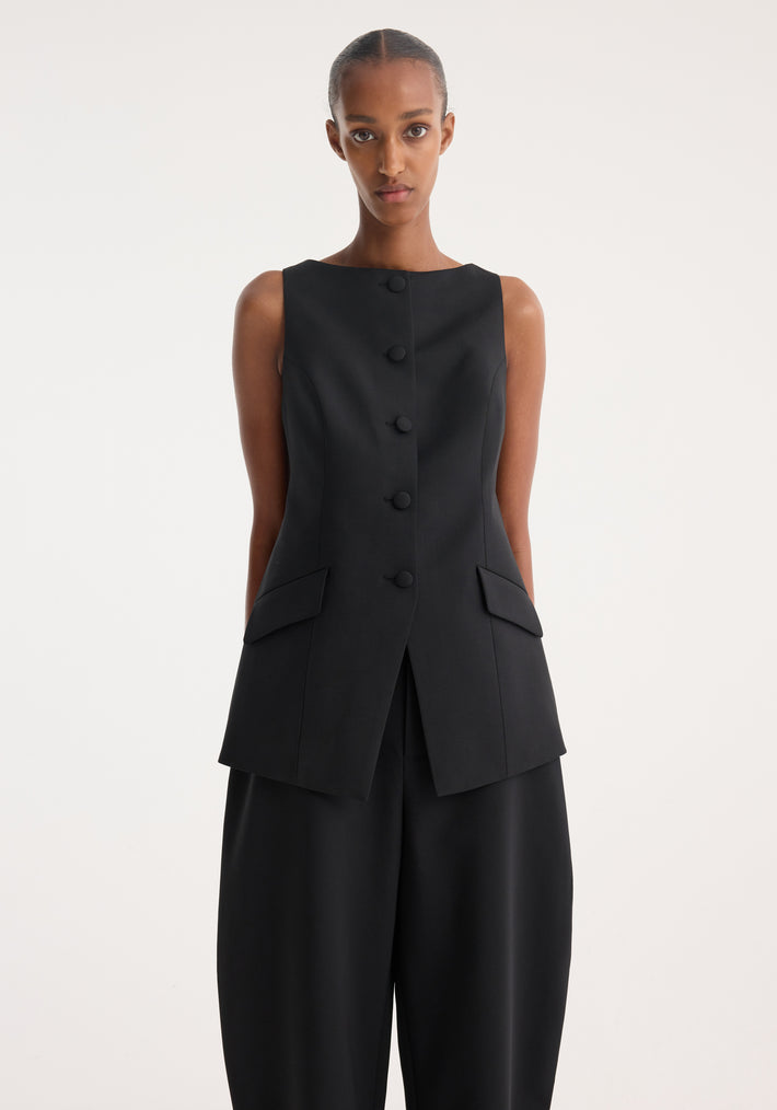 Boat-neck waistcoat | black