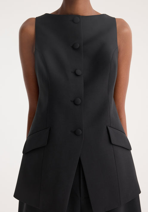 Boat-neck waistcoat | black