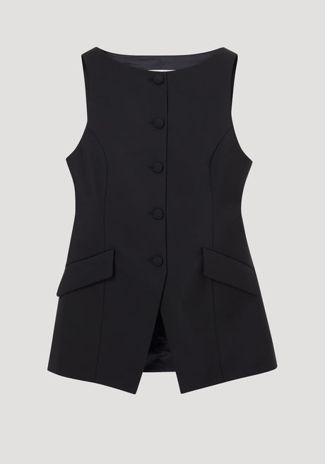 Boat-neck waistcoat | black