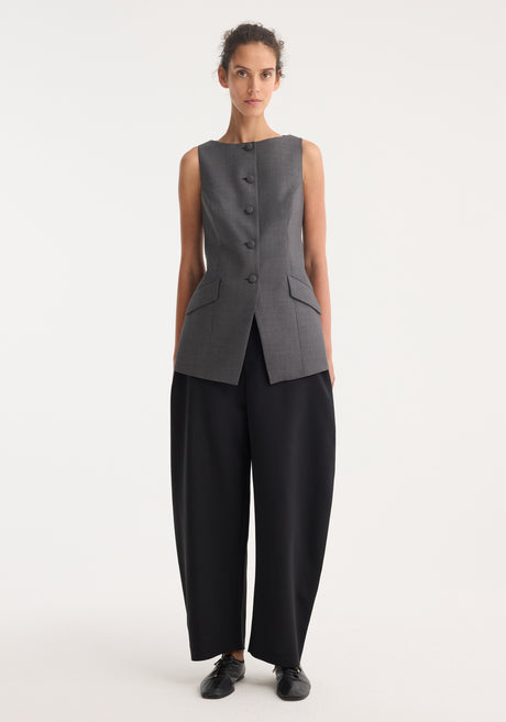 Boat-neck waistcoat | dark grey melange