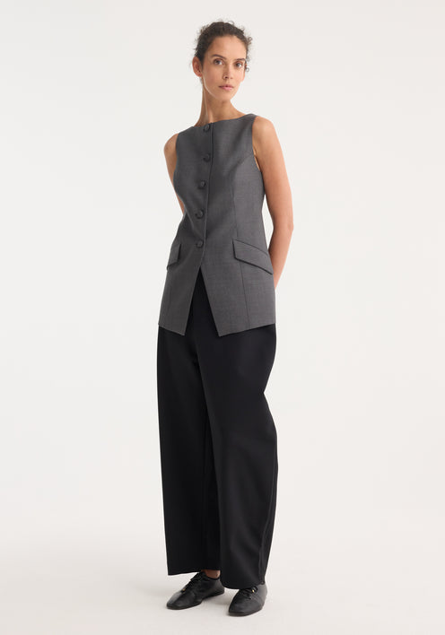 Boat-neck waistcoat | dark grey melange