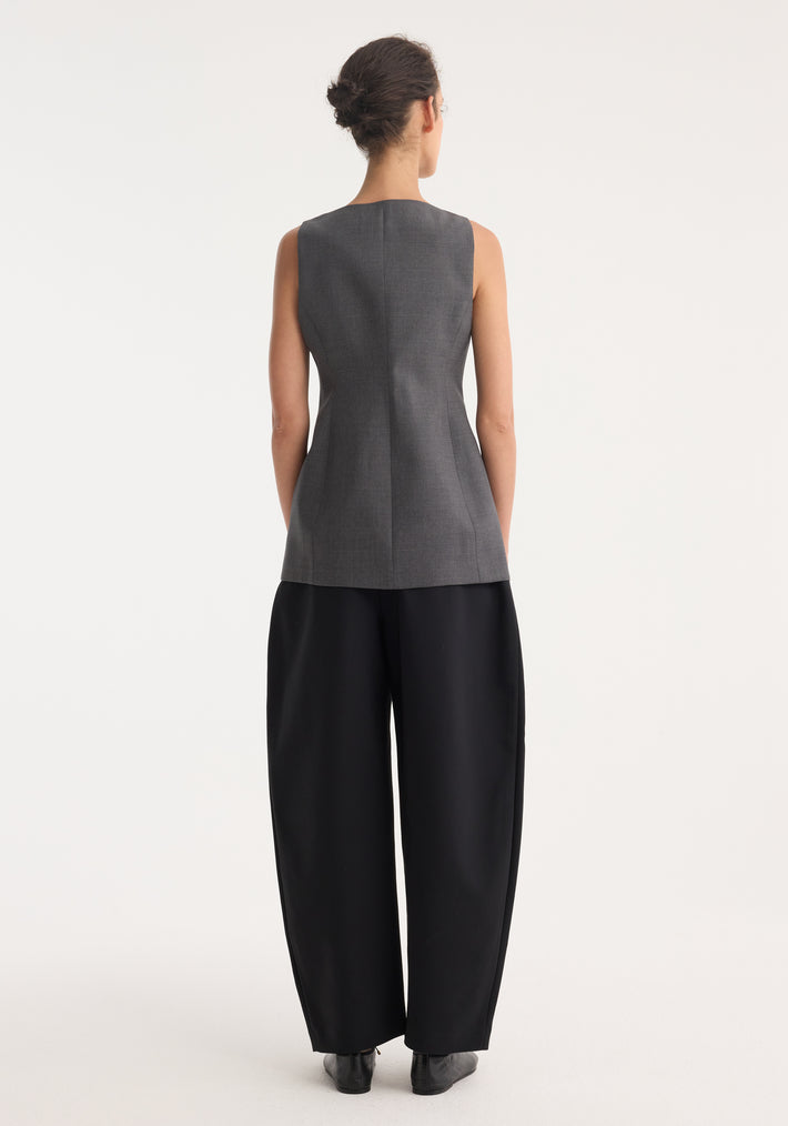 Boat-neck waistcoat | dark grey melange