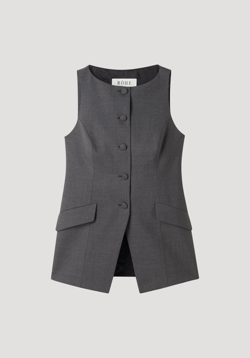Boat-neck waistcoat | dark grey melange
