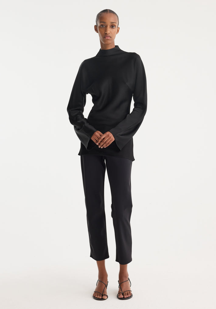 Satin waisted top | black