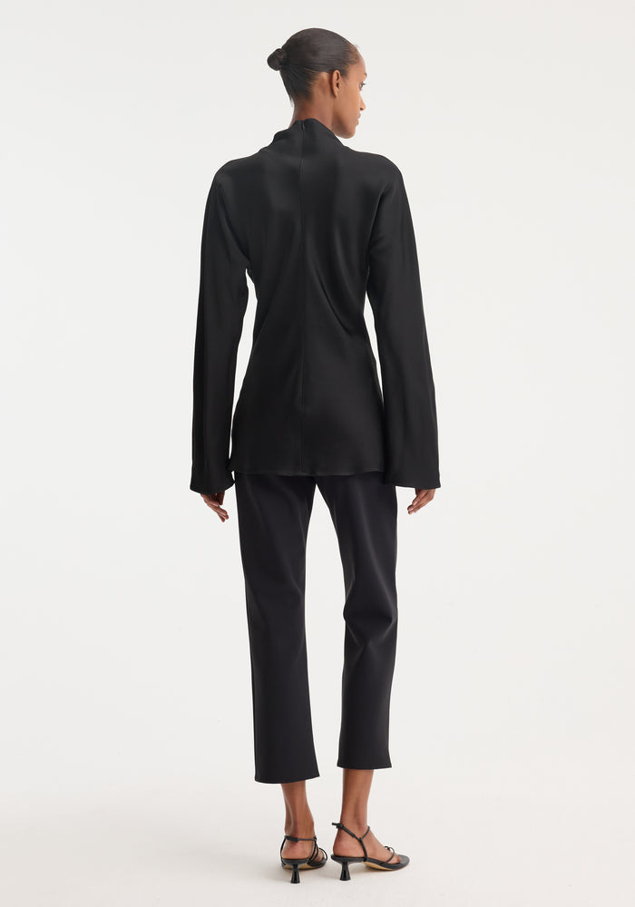 Satin waisted top | black