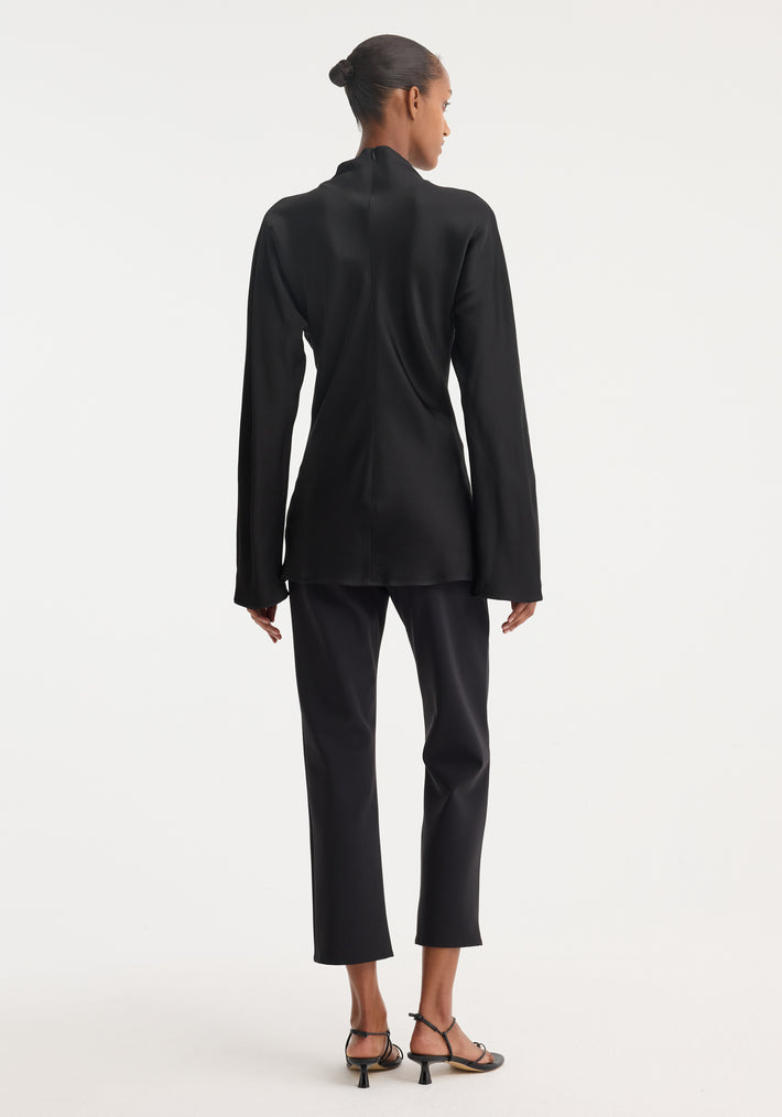 Satin waisted top | black