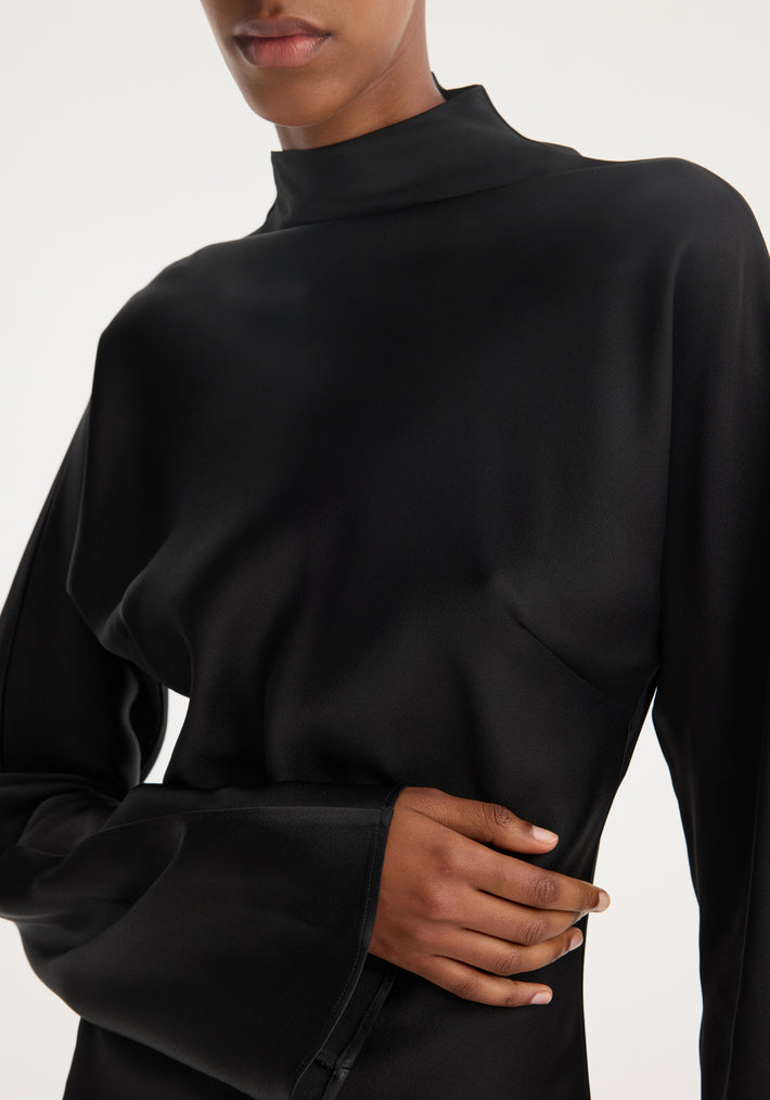 Satin waisted top | black