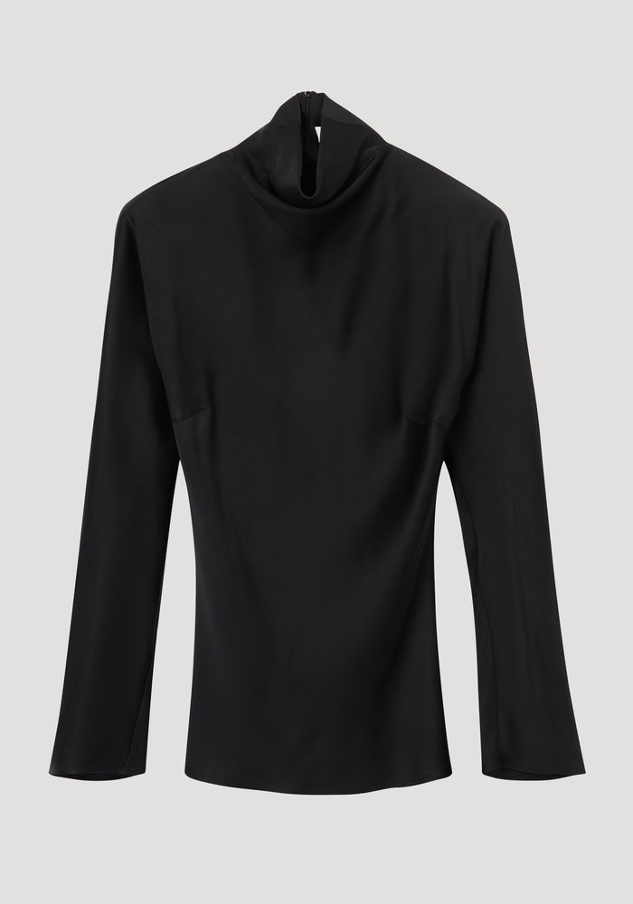 Satin waisted top | black