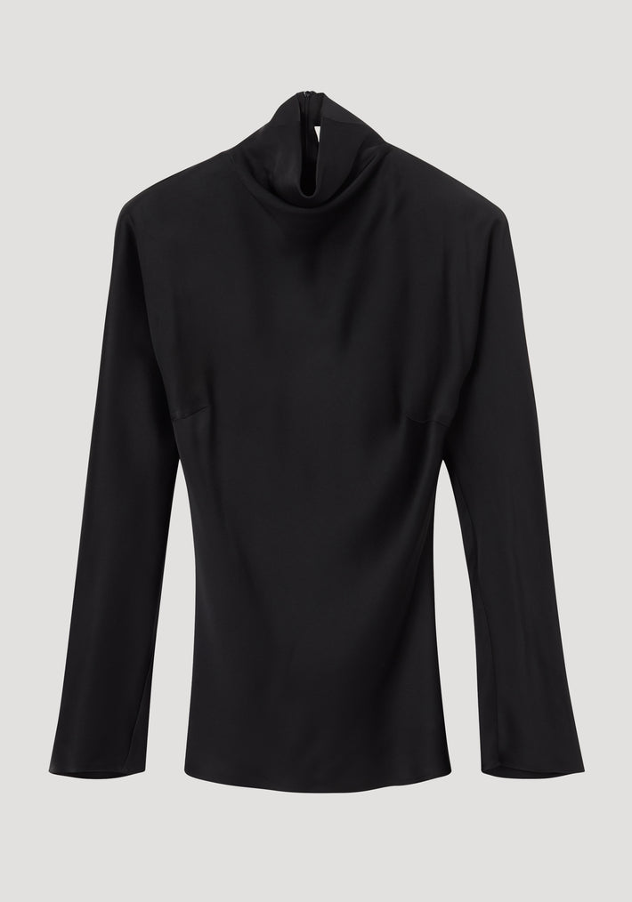 Satin waisted top | black