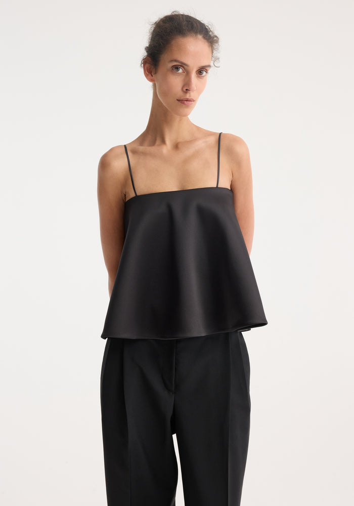 Peplum satin top | black
