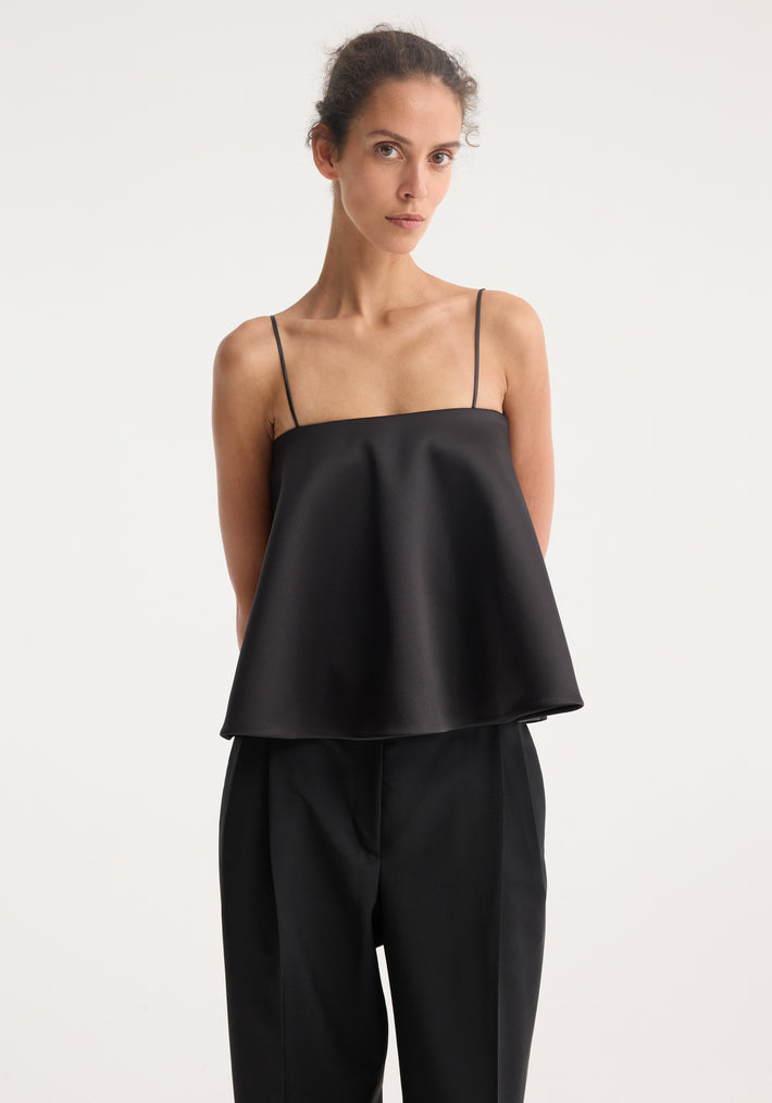 Peplum satin top | black