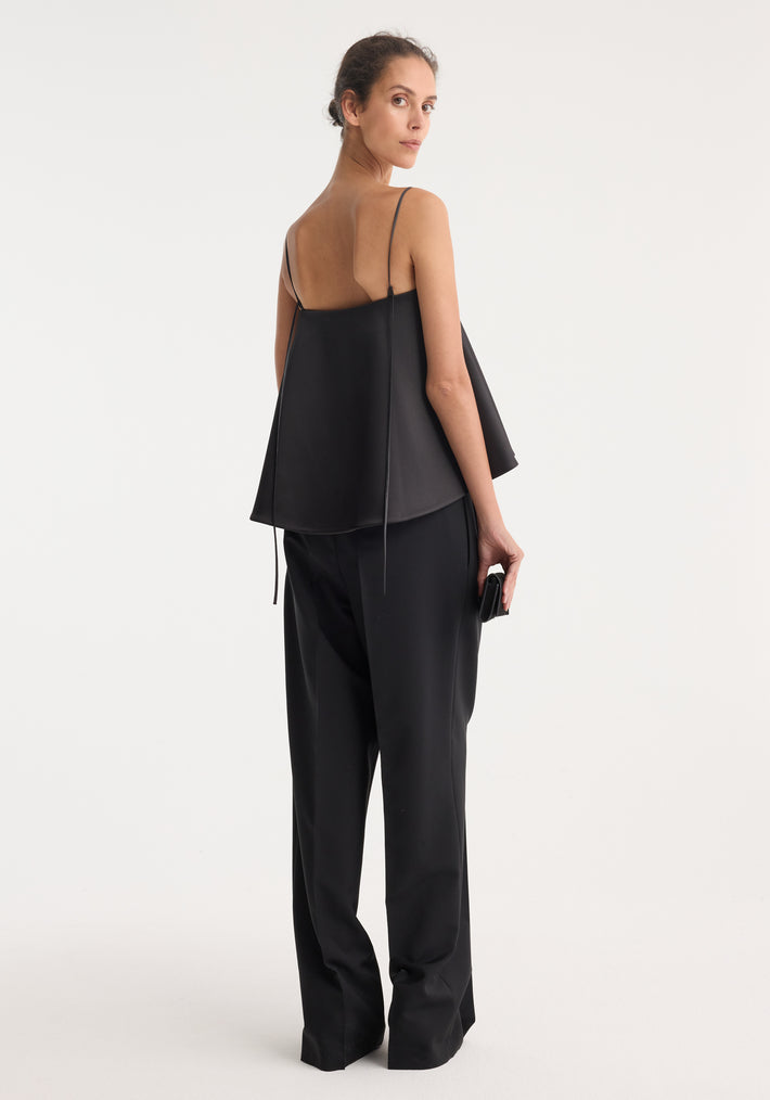 Peplum satin top | black